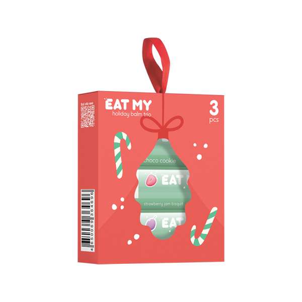 Набор бальзамов для губ `EAT MY` Домашний уют (шоколадное печенье, бисквит с клубничным джемом, сливовый смузи) 3x4,8 г